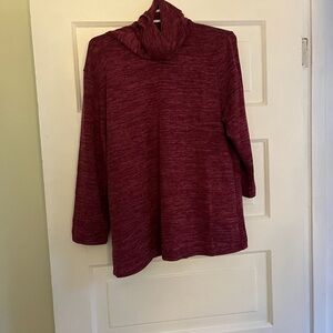NY Collection Maroon Cowl Neck Sweater